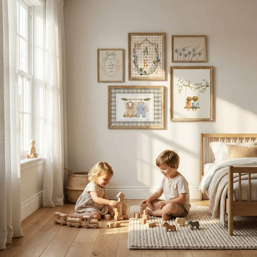 Kız ve Erkek Kardeş Temalı Çocuk Odası Poster Seti