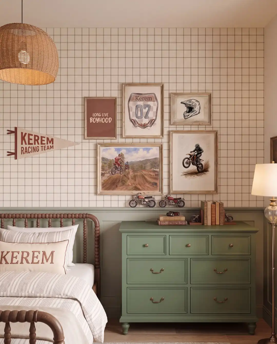 Vintage Motokros, Yarış Motoru ve Macera Temalı Erkek Çocuk Odası Poster Seti