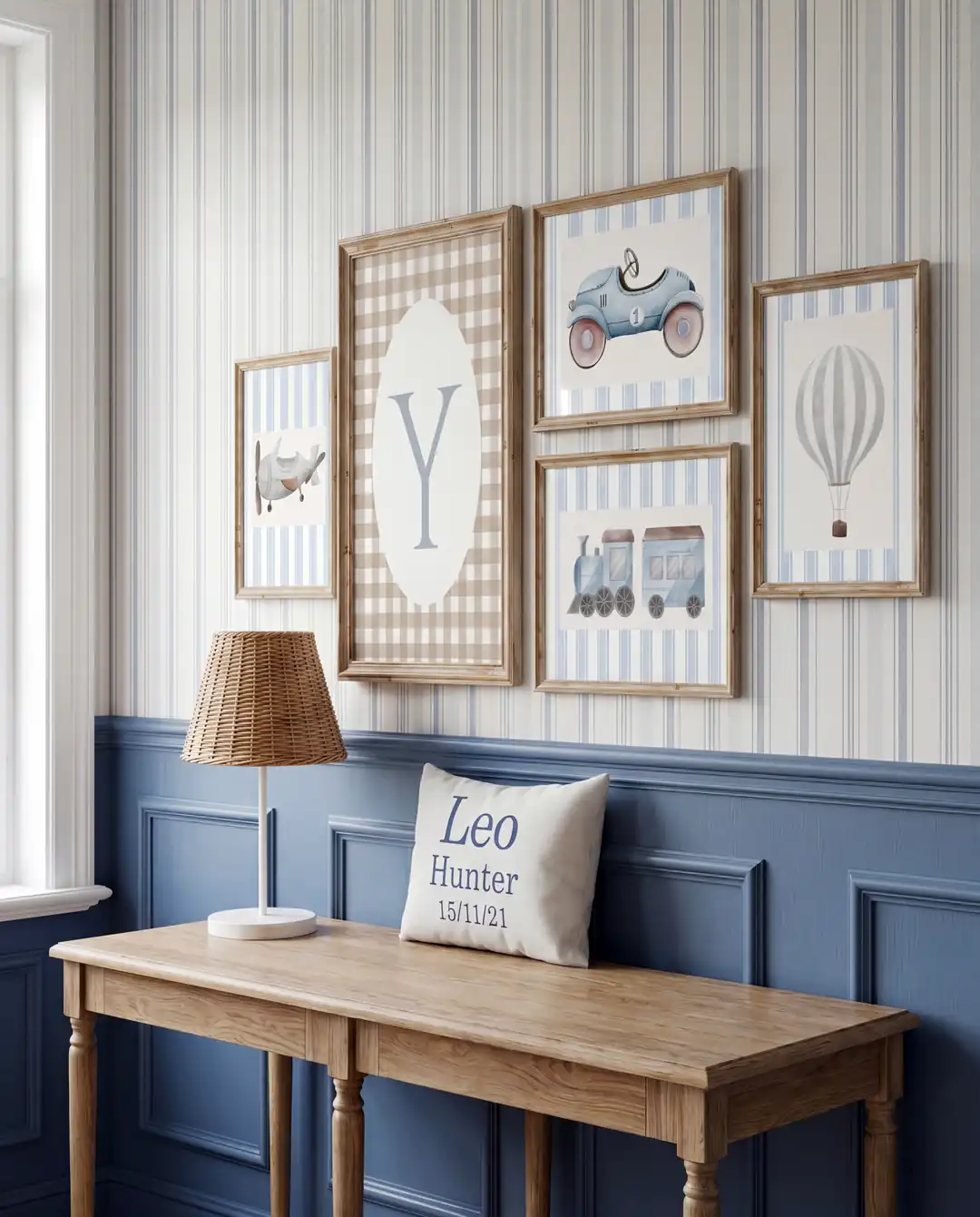Blue Vehicles and Hotiar Balloons Boy's Room Poster Set