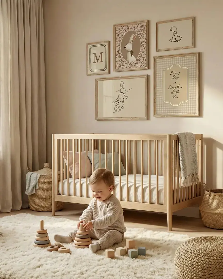 Ürün görseli: Vintage Tavşan ve Sevimli Ördek Temalı Unisex Bebek Odası poster