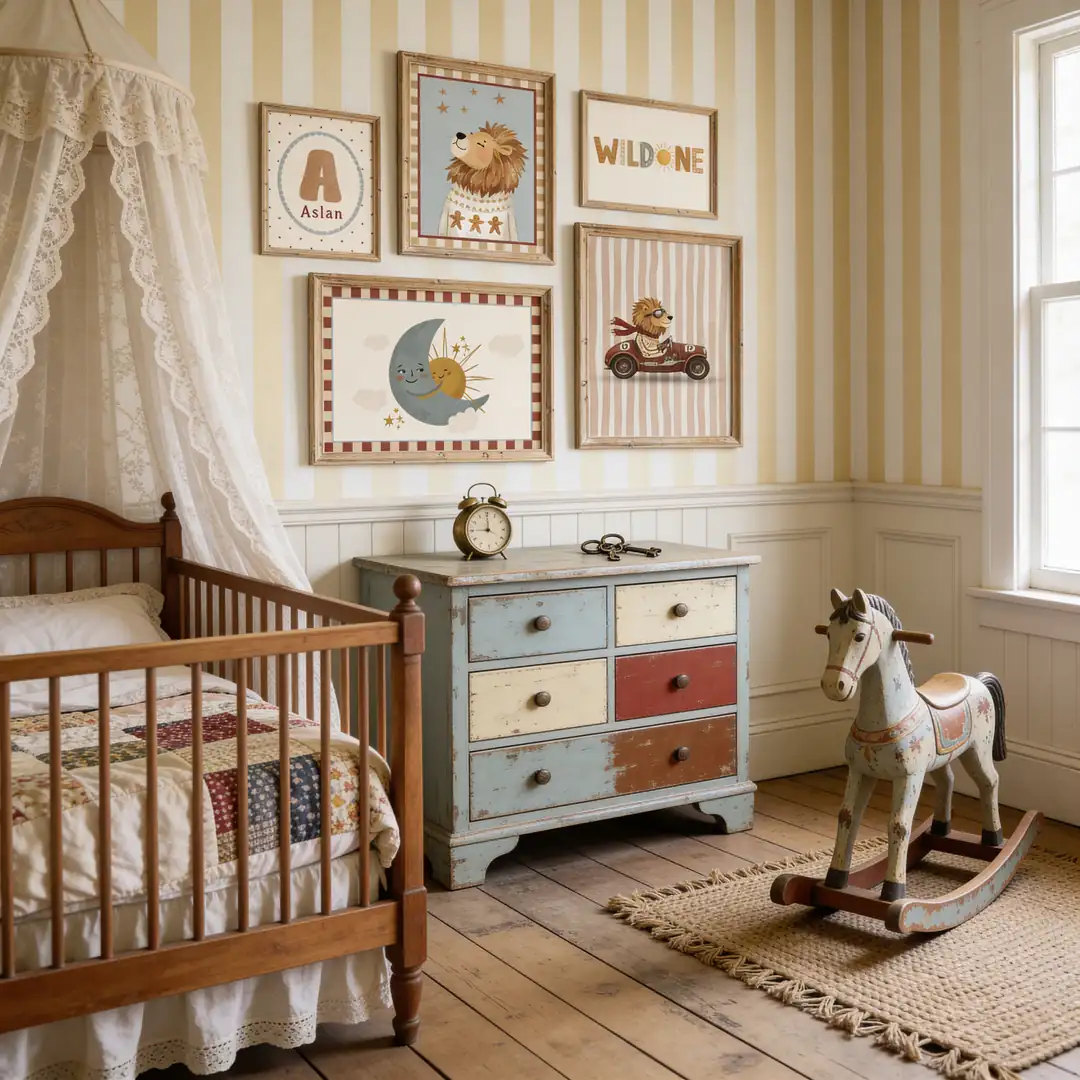 Vintage Cute Lion, Sky and Classic Car Themed Toy for Boys, Available in Various Colors