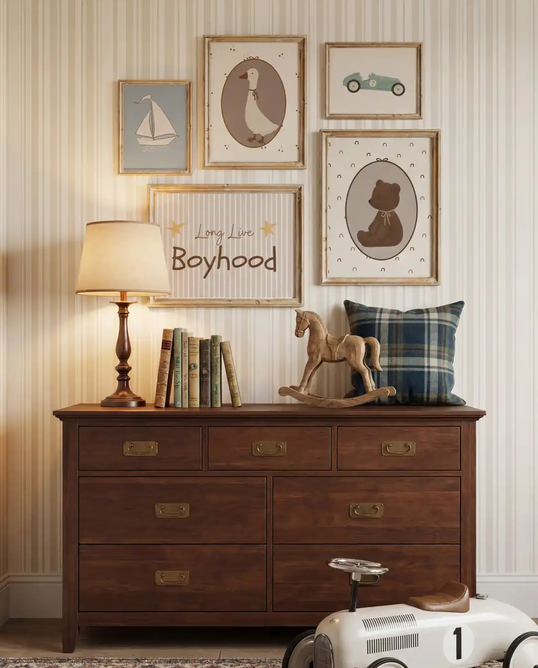 Ürün görseli: Vintage Ayıcık, Kaz ve Boyhood Erkek Çocuk Odası Poster Seti