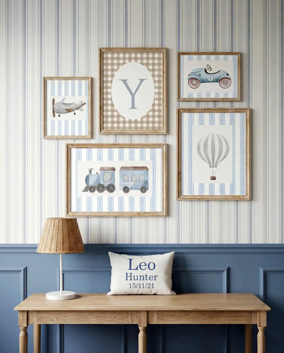 Ürün görseli: Blue Vehicles and Hotiar Balloons Boy's Room Poster Set