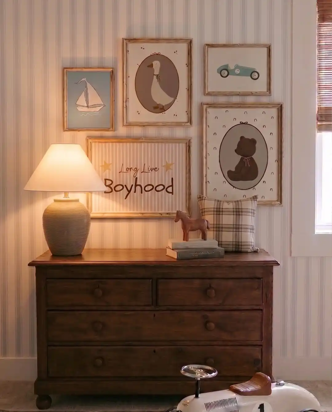 Vintage Ayıcık, Kaz ve Boyhood Erkek Çocuk Odası Poster Seti