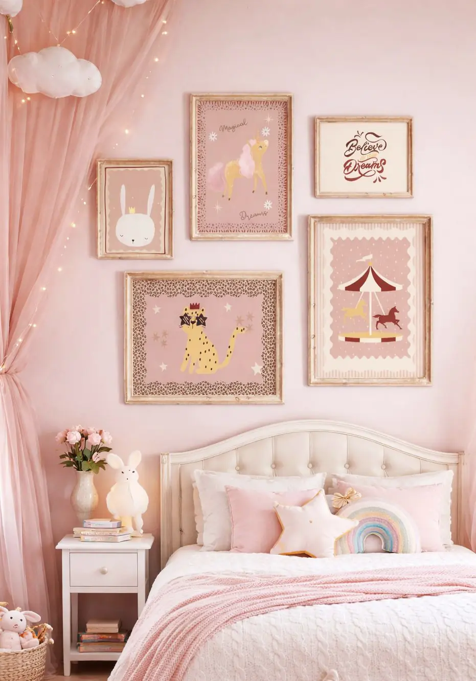 Ürün görseli: Sihirli Unicorn, Leopar ve Atlıkarınca Temalı Kız Çocuk Odası poster