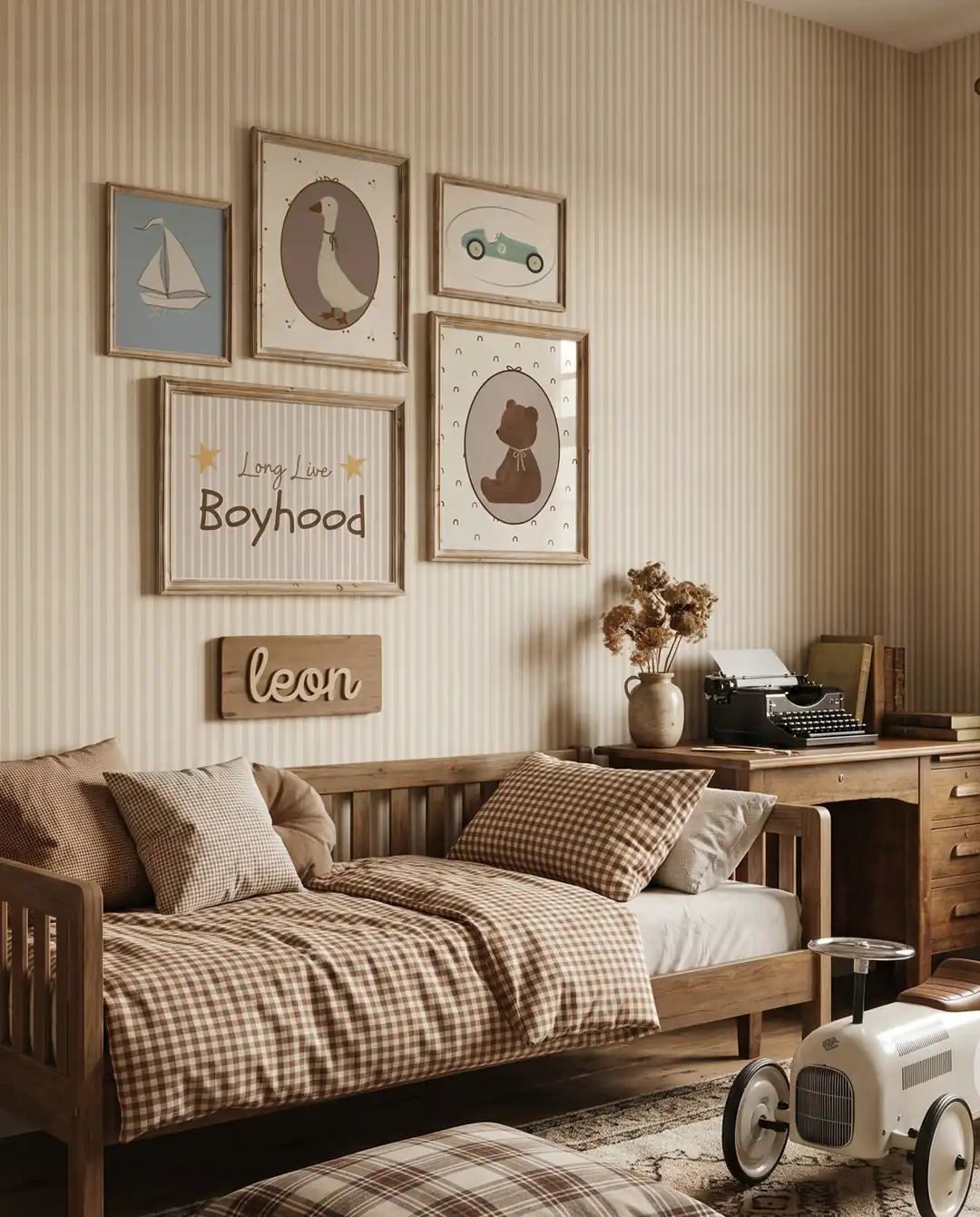 Vintage Ayıcık, Kaz ve Boyhood Erkek Çocuk Odası Poster Seti
